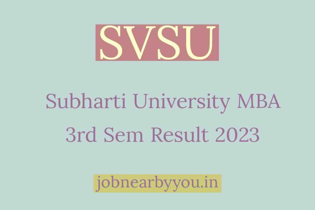 Subharti University MBA 3rd Sem Result